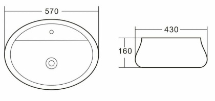 Раковина керамическая накладная овальная BB1399