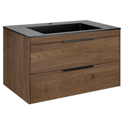 База под раковину Chiara 2D 800 подвесная, 2 выкатных ящика soft-close, T.Oak