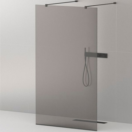 LIBERTA-L-2-80-120-GR-NERO Душевая перегородка с возможностью двустороннего входа, стекло графит, профиль чёрный, 800x1200x1950 мм