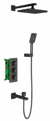 Душевая система Timo Petruma SX-5149/03SM скрытого монтажа с термостатом, черная матовая
