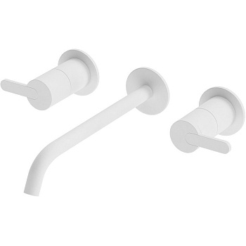 LEAF-BLI3L-BIO Смеситель для раковины встраиваемый на три отверстия, исполнение белый матовый