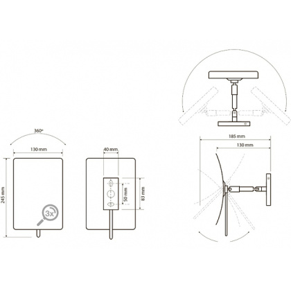 Косметическое зеркало без подсветки 240x130 Косметическое зеркало без подсветки 240x130