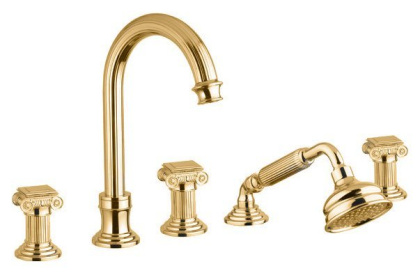 OLIMP-BVD-03/24-M Смеситель на борт ванны с выдвижным душем и переключателем, золото OLIMP-BVD-03/24-M Смеситель на борт ванны с выдвижным душем и переключателем, золото