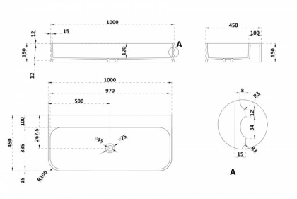 Раковина подвесная ABBER Stein AS2651-1.0 белая матовая