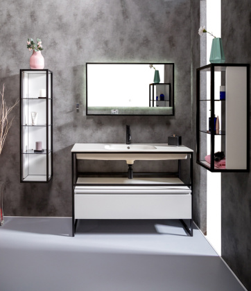 Пенал LOFT низкий белый, полки стекло 895-W Boheme Пенал LOFT низкий белый, полки стекло 895-W Boheme