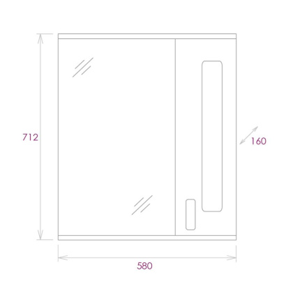 Шкаф-зеркало Onika Кристалл 67 белый, правый, с подсветкой