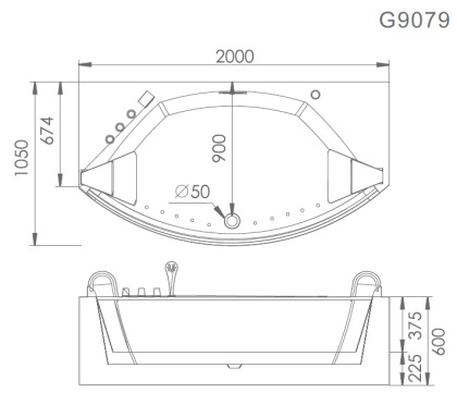 Акриловая ванна Gemy 200х105 G9079 Акриловая ванна Gemy 200х105 G9079