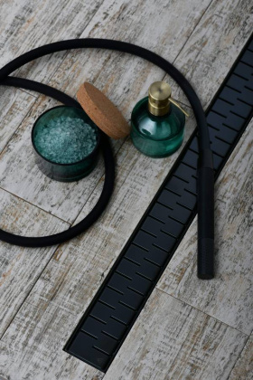 Душевой лоток 35 см Creto Snake CRE-350 SB-P с решеткой, черный