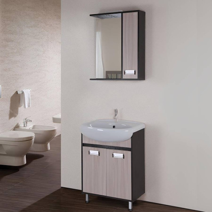 Шкаф-зеркало Onika Гамма 58 ясень шимо/венге, правый, с подсветкой