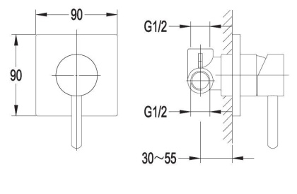 Смеситель для душа скрытого монтажа OMNIRES Y Y1245_KCR (хром) Смеситель для душа скрытого монтажа OMNIRES Y Y1245_KCR (хром)