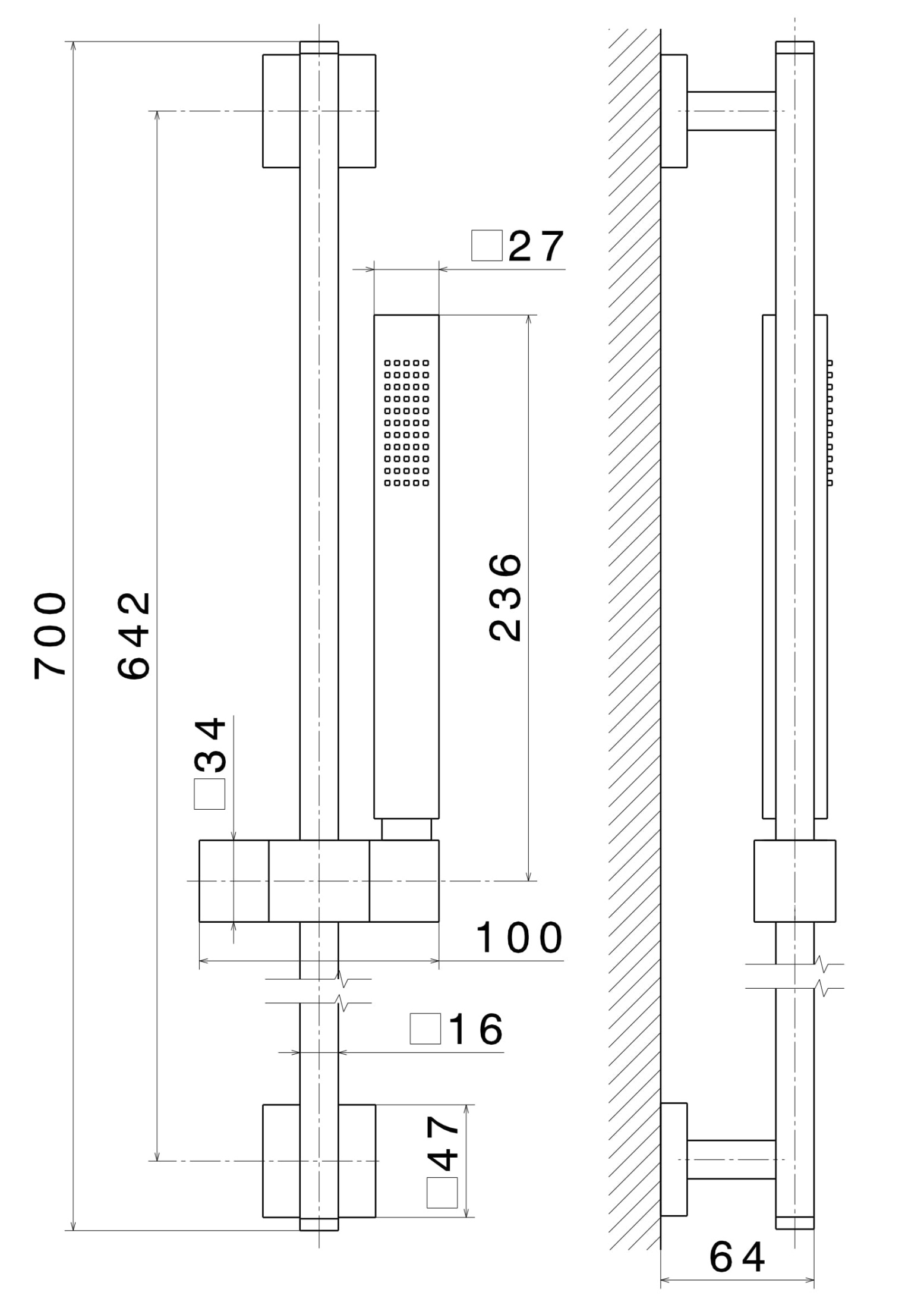 Душевая стойка FUTURA без выхода для подачи воды, матовый черный