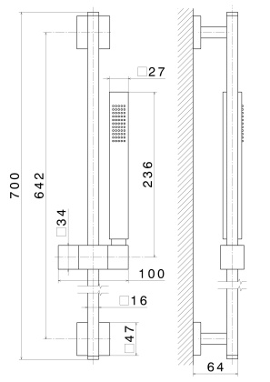 Душевая стойка FUTURA без выхода для подачи воды, хром