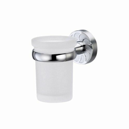 Подстаканник одинарный Isen, 7х10х10,7 см, хром и белый, K-4028