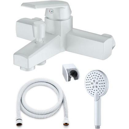 OneLife P02-300w полимерный смеситель для ванны с душ.набором, белый