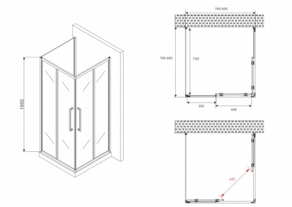 Душевой уголок ABBER Schwarzer Diamant AG02080BH-S80B