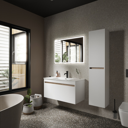 Тумба подвесная SANCOS Smart 990х450х500, c двумя ящиками оснащенными доводчиками, белый глянец , арт. SM100W Тумба подвесная SANCOS Smart 990х450х500, c двумя ящиками оснащенными доводчиками, белый глянец , арт. SM100W