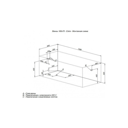 Акриловая ванна Aquanet Extra 160x70 254882 Акриловая ванна Aquanet Extra 160x70 254882