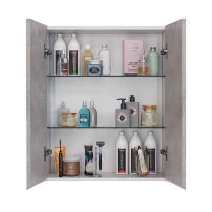 Шкаф Lemark COMBI 60см подвесной, 2-х дверный, цвет фасада: Бетон, цвет корпуса: Белый глянец