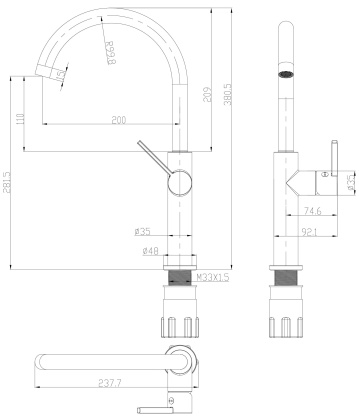 Смеситель для мойки OMNIRES TULA TL6050BL (черный BLM) Смеситель для мойки OMNIRES TULA TL6050BL (черный BLM)
