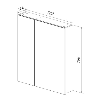 Шкаф зеркальный Lemark UNIVERSAL 70х80см 2-х дверный, цвет корпуса: Белый глянец