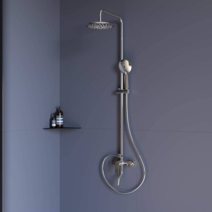 Душевая стойка RGW SP-25 Хром Головной душ/Смеситель (Ручной душ.Шланг 1,5 м.)
