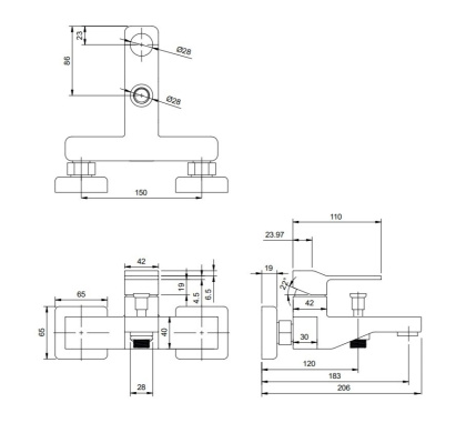 Смеситель для ванны OMNIRES SLIDE SL7730CR (хром) Смеситель для ванны OMNIRES SLIDE SL7730CR (хром)