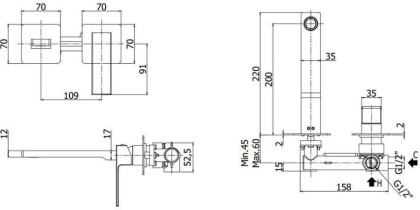 Смеситель для раковины Paffoni Elle EL105NO70 (с внутренней частью)