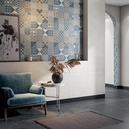 Бордюр VT\B449\11037R Онда 2 синий орнамент 7,2см*30см*9мм (1уп/20шт/0,432м2) бетон, шт