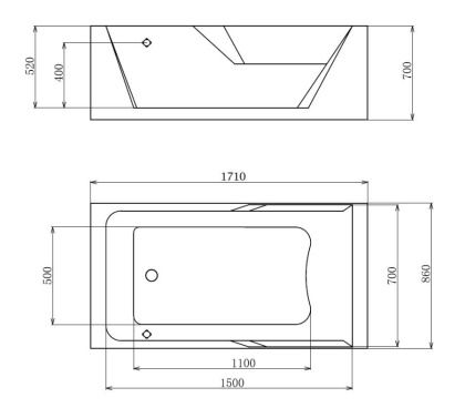 Акриловая ванна Gemy 171х86 G9066 II O L Акриловая ванна Gemy 171х86 G9066 II O L