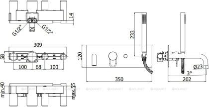 Смеситель для ванны с душем Paffoni Joker JK001NO (с внутренней частью)