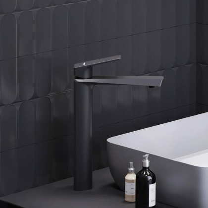 400250300 Merkur высокий Смеситель для умывальника, чёрный