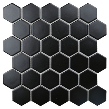 Керамическая мозаика, Hexagon Small Black Matt 51x59, Geometry