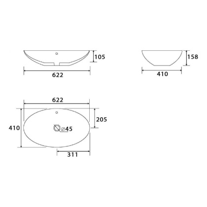 Умывальник Point Сатурн 63 PN43901WM овальный, белый матовый