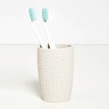 Стакан для зубных щеток Dinkel, 7,4х10,8х6 см, белый, K-4628