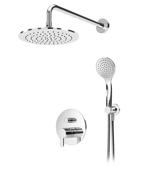 LEAF-DSIP-30-ST Душевая система с дивиатором для верхнего и ручного душа, верхний душ из стены 30 см Исполнение: Satinox 