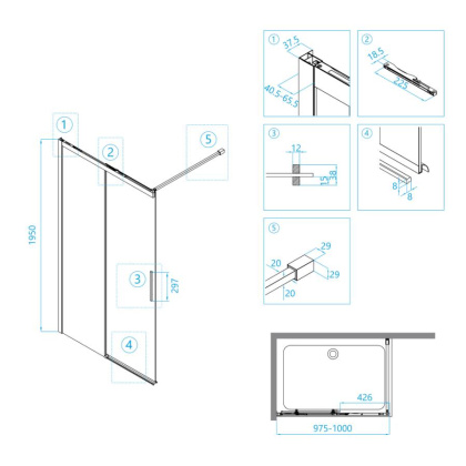 Перегородка для душа RGW WA-13 34101310-11