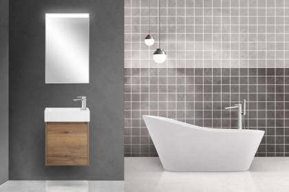 Тумба с раковиной подвесная BelBagno KRAFT MINI 50 Pino Pasadena правосторонняя, раковина белая Тумба с раковиной подвесная BelBagno KRAFT MINI 50 Pino Pasadena правосторонняя, раковина белая