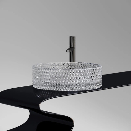 Умывальник чаша накладная круглая (прозрачная) Cristal 360*360*112мм