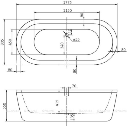 Акриловая ванна BELBAGNO BB12-1775 Акриловая ванна BELBAGNO BB12-1775