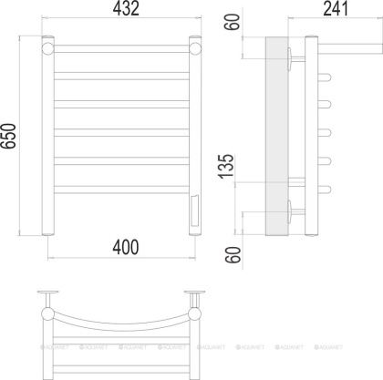 Полотенцесушитель Terminus Классик с/п П6 400х650 электро