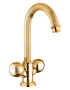 OLIMP-LS2-03/24-Sw Смеситель на раковину с донным клапаном, золото, ручки Swarovski