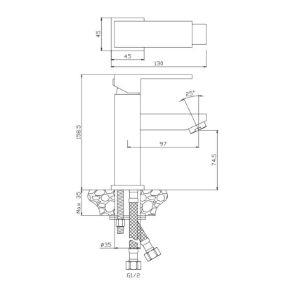 Смеситель д/раковины GRANADA, арт.05100GN Смеситель д/раковины GRANADA, арт.05100GN