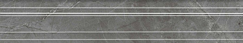 Бордюр Багет Риальто серый тёмный глянцевый обрезной 40x7,3x2,7