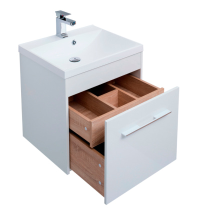 Тумба под раковину Aquanet Августа 58 белый (ручки хром)