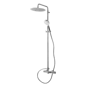 LEAF-CVDA-30-BIO Душевая стойка телескопическая, с изливом с верхним и ручным душем Исполнение: Белый матовый 