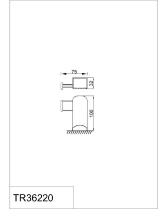 Крючок одинарный RUSH Thira, 3х7х10 см, хром, TR36220