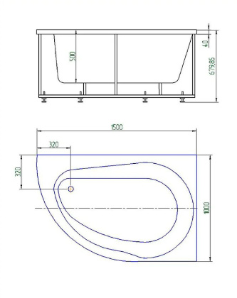 Ванна  Вирго лев.пустая с фр.экр.