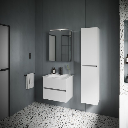 Тумба подвесная SANCOS Urban 590х450х550, c двумя ящиками оснащенными доводчиками, белый глянец , арт. UR60W