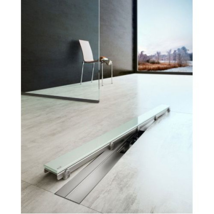 Водоотводящий желоб с порогами для цельной решетки, вертикальный сток