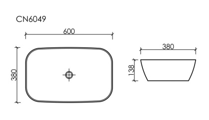 Умывальник чаша накладная овальная (цвет Голубой Матовый) Element 600*380*138мм